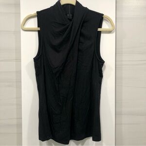 Elie Tahari Sleeveless Black Draped Neck Women's Top